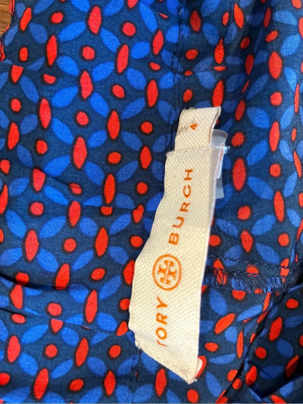 Tory Burch Blue and Red Geometric Print Pants